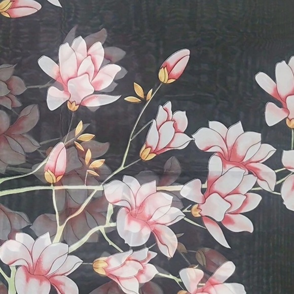 MAGNOLIA FLOWER CHIFFON SCARF! - Picture 2 of 6